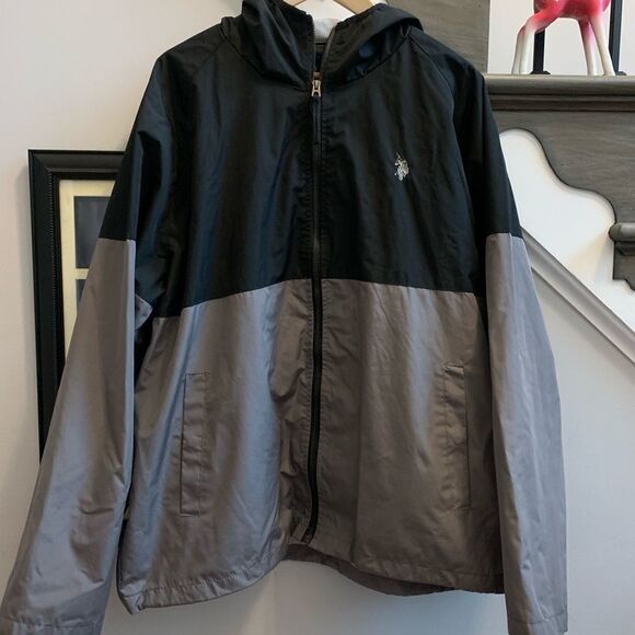U.S. Polo Assn.Men’s Black & Gray Windbreaker sz XXL EUC - Picture 1 of 5